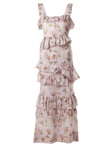 BROCK COLLECTION Darwin floral-print cotton-voile dress – lilac ruffle-tiered dresses - flipped