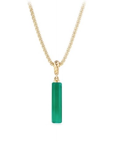 David Yurman 18k Barrel Charm Amulet Pendant, Green Onyx – stylish pendants - flipped