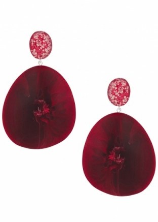 DINOSAUR DESIGNS Dark pink marbled drop earrings ~ resin statement jewellery - flipped