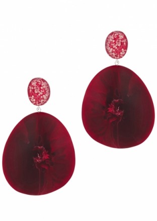 DINOSAUR DESIGNS Dark pink marbled drop earrings ~ resin statement jewellery