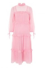 TOPSHOP Dobby Chiffon Midi Dress – pink vintage style high neck dresses