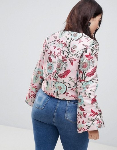 Dolly & Delicious Plus Allover Premium Embroidered Kimono Sleeve Cropped Jacket | plus size oriental style jackets - flipped