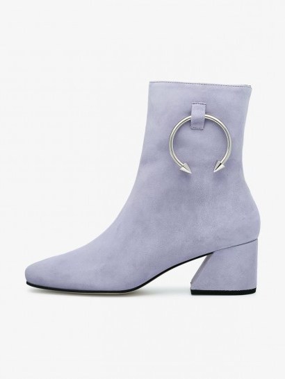 Dorateymur Lilac Suede Nizip II 60 Ankle Boots – angled block heel boot - flipped