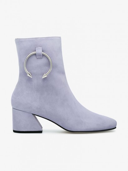 Dorateymur Lilac Suede Nizip II 60 Ankle Boots – angled block heel boot