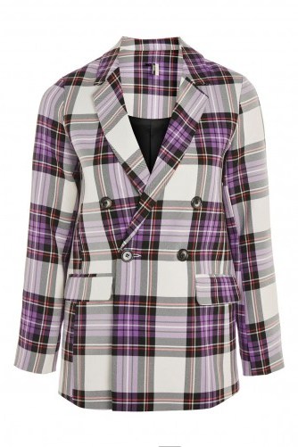 TOPSHOP Double Breasted Tartan Jacket / purple plaid jackets - flipped
