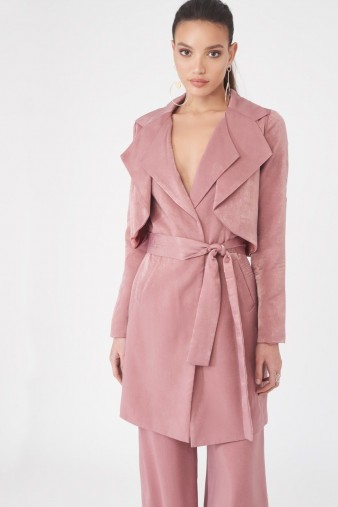 LAVISH ALICE Double Layer Satin Trench Coat – chic pink coats