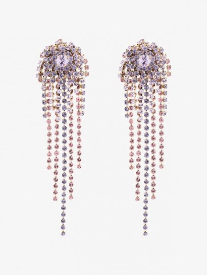 Dries Van Noten Lilac Clip-On Crystal Earrings – statement jewellery - flipped