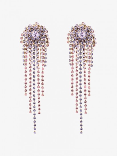 Dries Van Noten Lilac Clip-On Crystal Earrings – statement jewellery