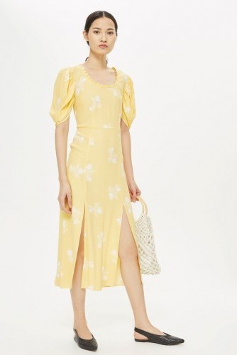 TOPSHOP Effie Tea Dress / yellow floral print dresses / vintage style fashion - flipped