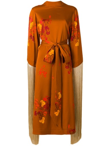 ELLERY fringed kimono dress / oriental style floral print dresses