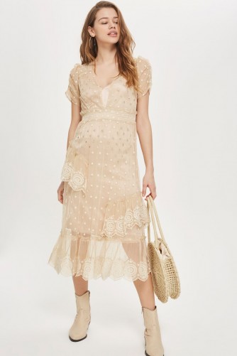 Topshop Embellished Mesh Tier Midi Dress | vintage style dresses | spring fashion