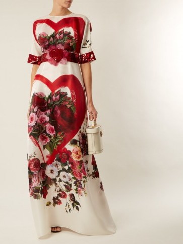 DOLCE & GABBANA Embellished rose-print silk-organza gown ~ beautiful Italian clothing ~ feminine event gowns - flipped