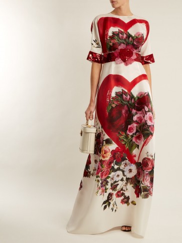 DOLCE & GABBANA Embellished rose-print silk-organza gown ~ beautiful Italian clothing ~ feminine event gowns