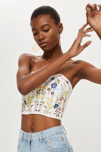 TOPSHOP Embroidered Floral Print Bandeau / strapless bustier tops - flipped