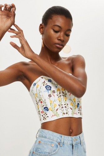 TOPSHOP Embroidered Floral Print Bandeau / strapless bustier tops