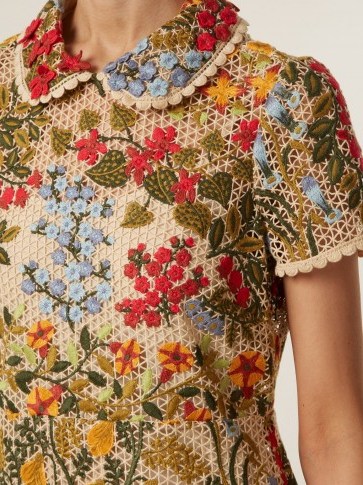 REDVALENTINO Embroidered floral-mesh ruffle hem dress ~ beautiful detailed embroidery - flipped