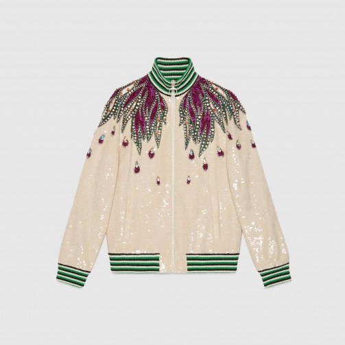 GUCCI Embroidered sequin jacket | luxe bomber jackets - flipped