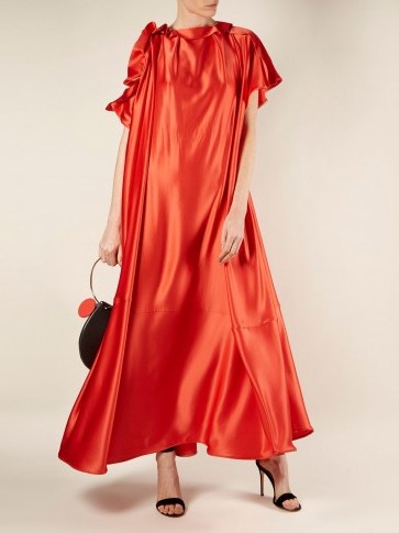 ROKSANDA Emore ruffle-trimmed satin dress ~ red fluid dresses - flipped