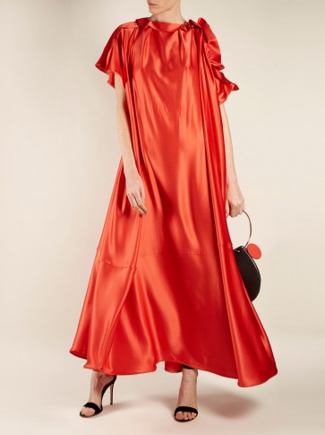 ROKSANDA Emore ruffle-trimmed satin dress ~ red fluid dresses
