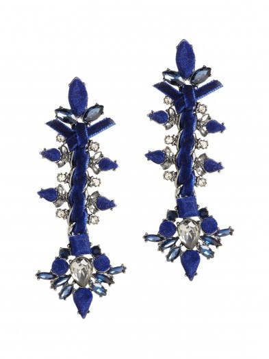 BANANA REPUBLIC Encrusted Blue Velvet Statement earrings - flipped