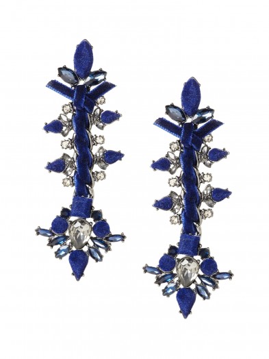 BANANA REPUBLIC Encrusted Blue Velvet Statement earrings