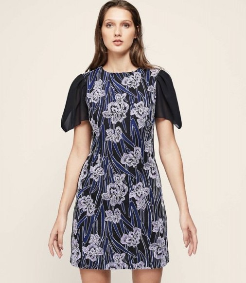 Reiss ESTELLE FLORAL EMBROIDERED DRESS – sheer tulip sleeve dresses - flipped