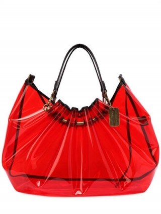 FAITH CONNEXION RED PVC TOTE BAG ~ clear ruched bags - flipped