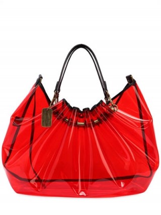 FAITH CONNEXION RED PVC TOTE BAG ~ clear ruched bags