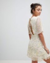 Fashion Union Tall Tea Dress In Pastel Floral – floaty open back dresses