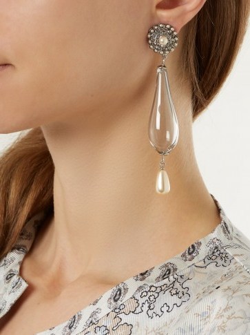 ETRO Faux-pearl and crystal embellished drop earrings - flipped