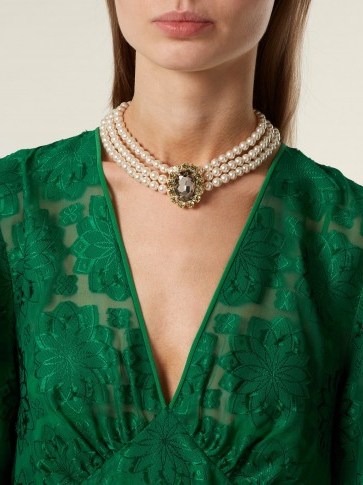 ERDEM Faux-pearl and crystal embellished necklace ~ three strand choker necklaces - flipped