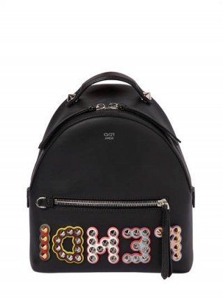 FENDI MINI STUDDED LEATHER BACKPACK / designer logo backpacks - flipped