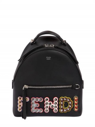 FENDI MINI STUDDED LEATHER BACKPACK / designer logo backpacks