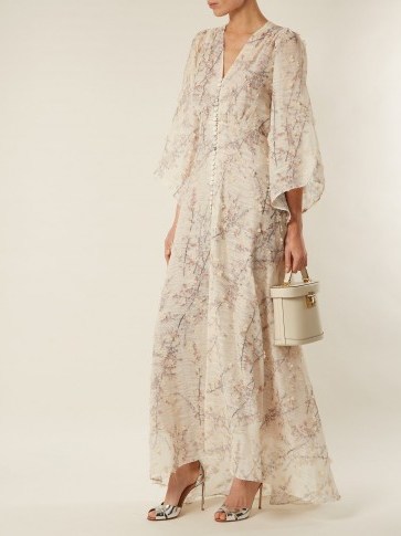 LUISA BECCARIA Scoop-neck floral-embroidered tulle gown ~ chic cream floaty gowns - flipped