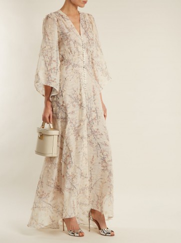 LUISA BECCARIA Scoop-neck floral-embroidered tulle gown ~ chic cream floaty gowns