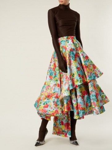 RICHARD QUINN Floral-print asymmetric tiered skirt ~ statement skirts - flipped