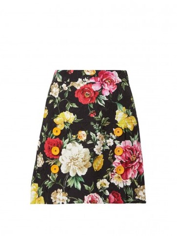 DOLCE & GABBANA Floral-print mini skirt ~ beautiful flower a-line skirts - flipped