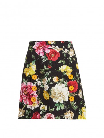 DOLCE & GABBANA Floral-print mini skirt ~ beautiful flower a-line skirts