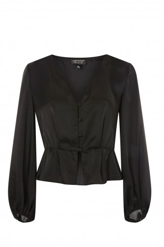 Topshop Frilled Blouse | black peplum hem blouses
