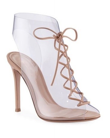 Gianvito Rossi Helmut Plexi Lace-Up 105mm Bootie ~ transparent PVC booties ~ clear shoe-boots - flipped