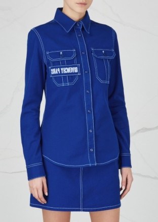 GIVENCHY Blue contrast-stitch denim shirt ~ casual shirts - flipped