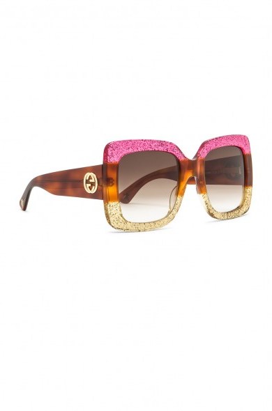 GUCCI Urban Web Block Sunglasses ~ pink glittered acetate frames ~ chic eyewear - flipped