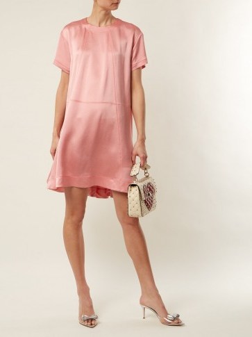 VALENTINO Hammered pink-satin short-sleeve dress - flipped