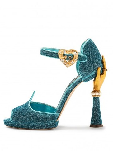 DOLCE & GABBANA Hand-embellished turquoise-blue sandals ~ beautiful Italian shoes - flipped