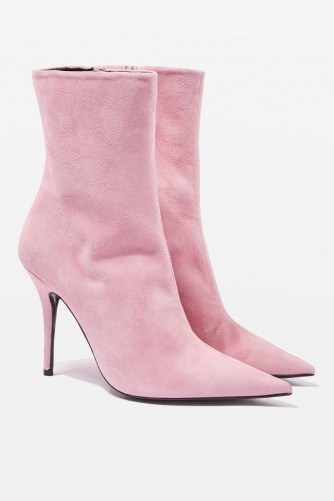 TOPSHOP Hazzard Ankle Boot / pink leather pointy toe boots - flipped