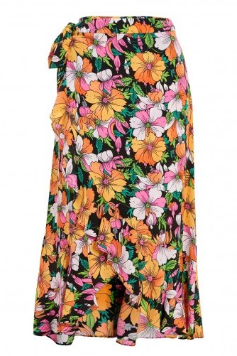 Topshop Heavy Petal Print Midi Skirt | floral wrap skirts - flipped