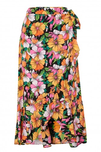 Topshop Heavy Petal Print Midi Skirt | floral wrap skirts