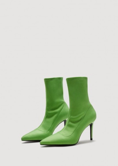MANGO Heel sock boots green apple / pointed toe - flipped