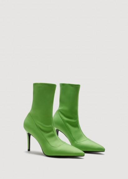 MANGO Heel sock boots green apple / pointed toe