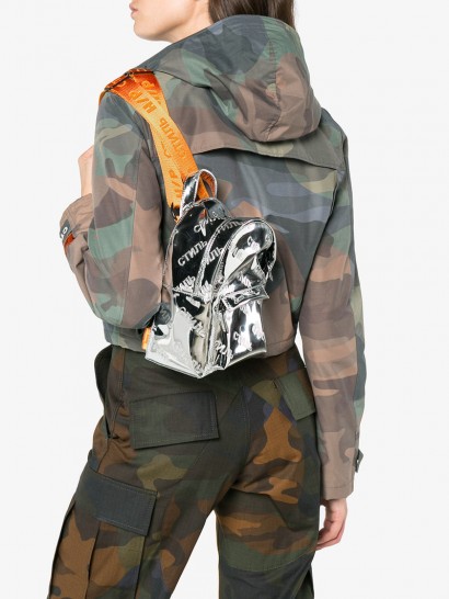 Heron Preston Mirrored Cotton Backpack ~ small metallic backpacks